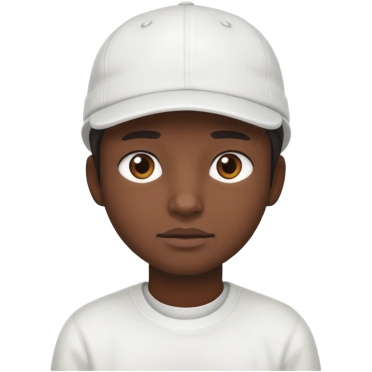 This is a cartoon-style avatar of a person with dark skin, wearing a white cap, and showing a neutral expression emoji