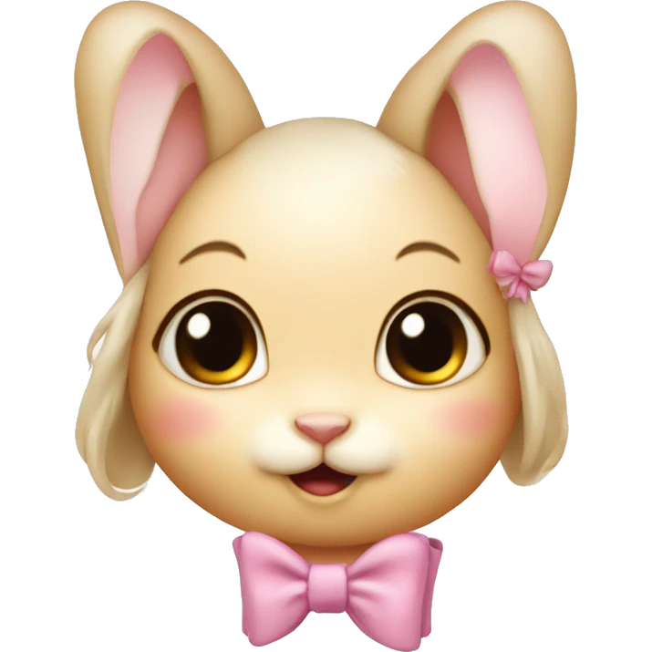 Baby bunny with coquette bow on ear emoji