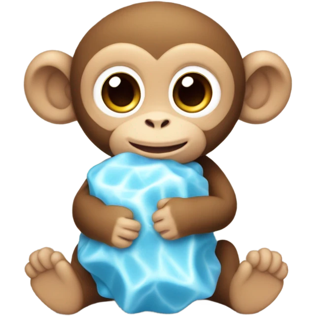 Light brown body, light blue eyes, baby monkey, jellycat stuffed animal emoji