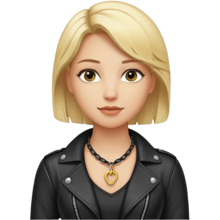 Dominatrix with blonde hair, leather outfit, and key necklace emoji