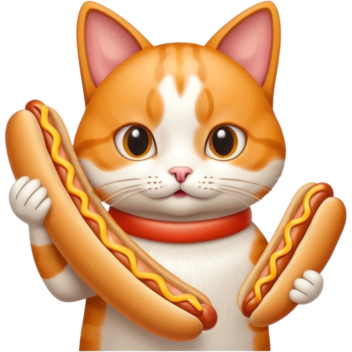 Cat using a hot dog emoji