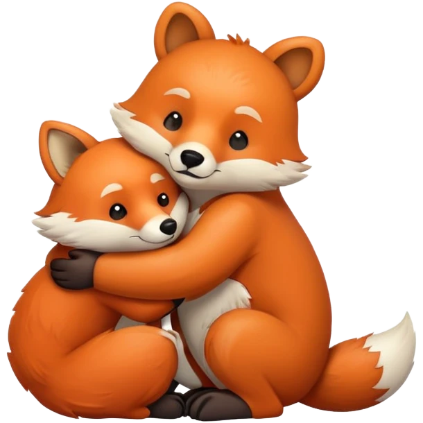 Bear and hugs a fox emoji