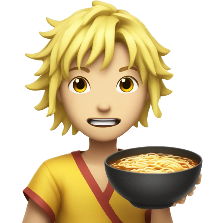 Crazy yellow anime guy delivering ramen to somebody emoji