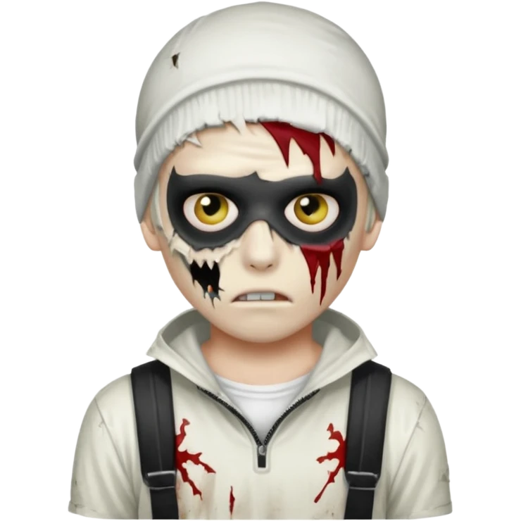 zombie boy with emo hair and white shirt with a ski mask on hair FROM Nike pra syna emoji
