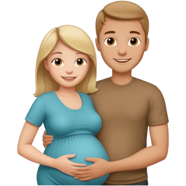 pregnant woman with her man next her with his arm around her emoji