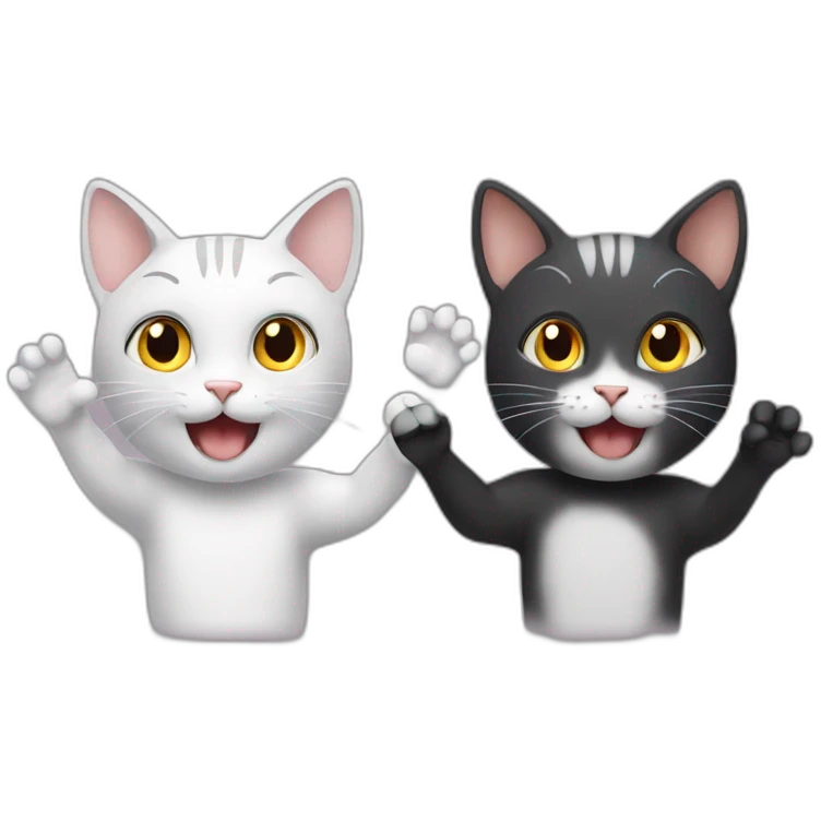 two cats being neighbors that say hello and wave emoji