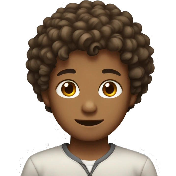 boy with curly hair and brown eyes emoji