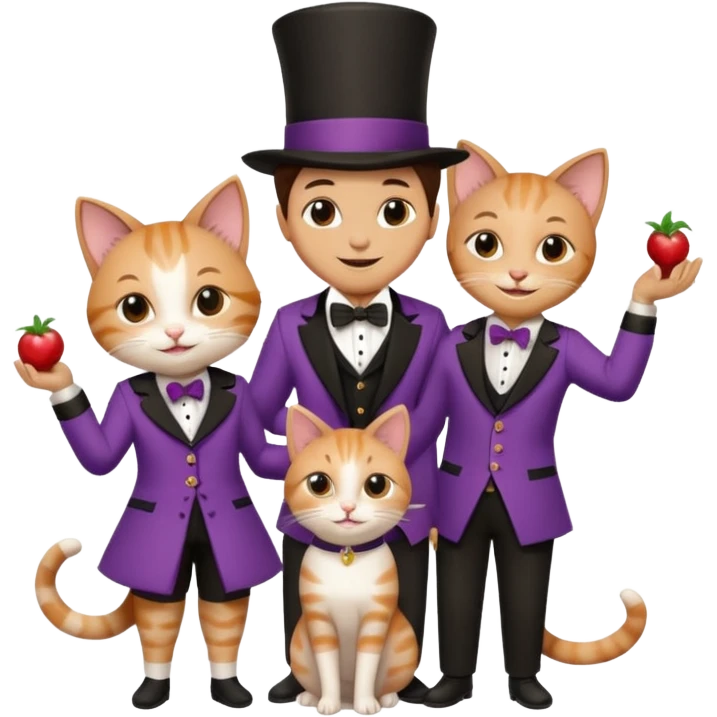 magician couple and their pet cat emoji