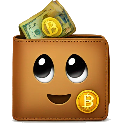 happy wallet with bitcoin emoji