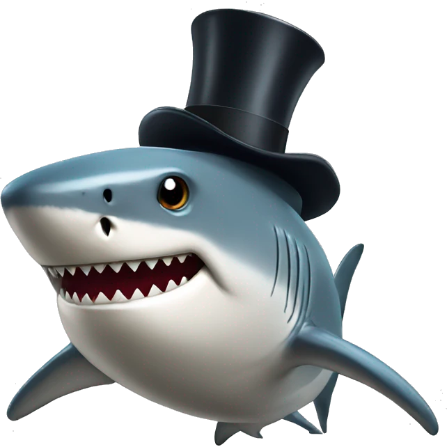 Shark with a top hat emoji