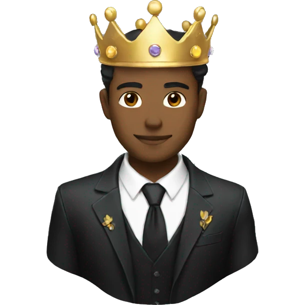 Man black suit crown angel emoji