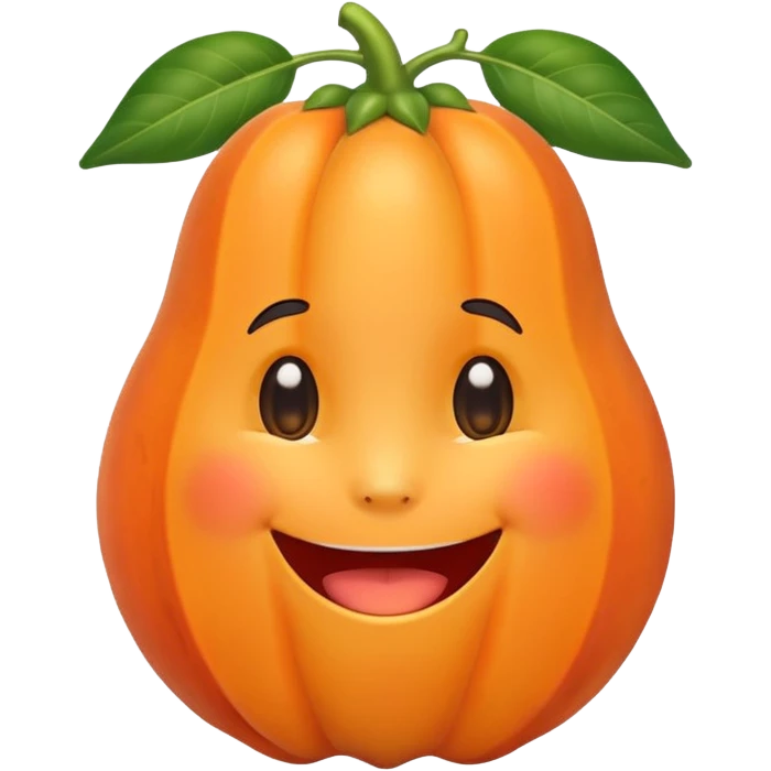 Chibi sticker style papaya with a smiling face cute and exaggerated  emoji
