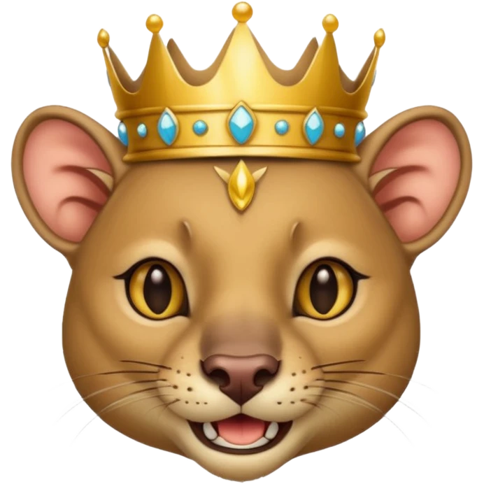 Fossa animal wearing a crown looks arrogantly smiley emoji