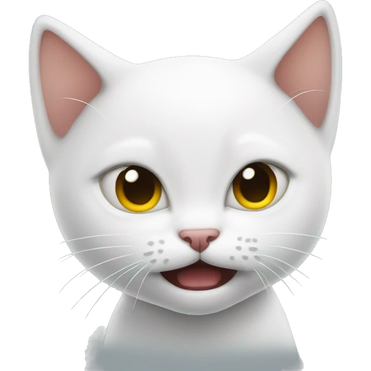 White kitten angry hissing  emoji