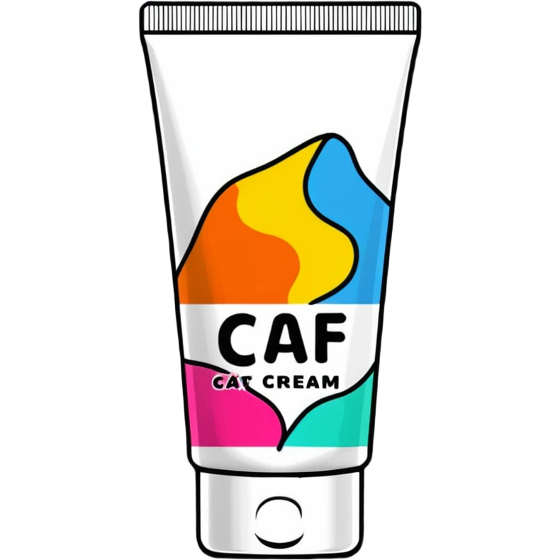 crumpled, empty hand cream tube, flattened and wrinkled, cap on, no face, bright and colorful, decorated like a beauty product emoji