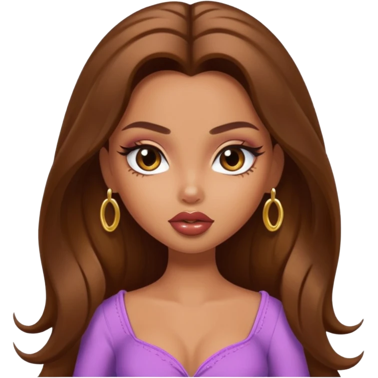 pretty bratz baddie, long brown hair emoji