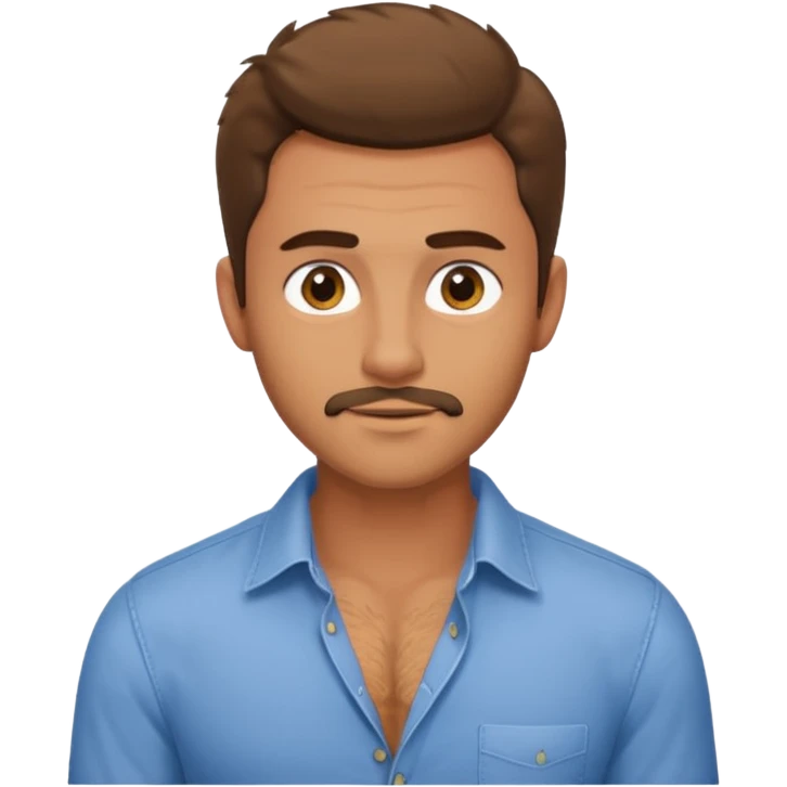 a guy who tries to catch women's attention, his shirt is is unbuttoned and his chest hair is visible, his eyes are flirting  emoji