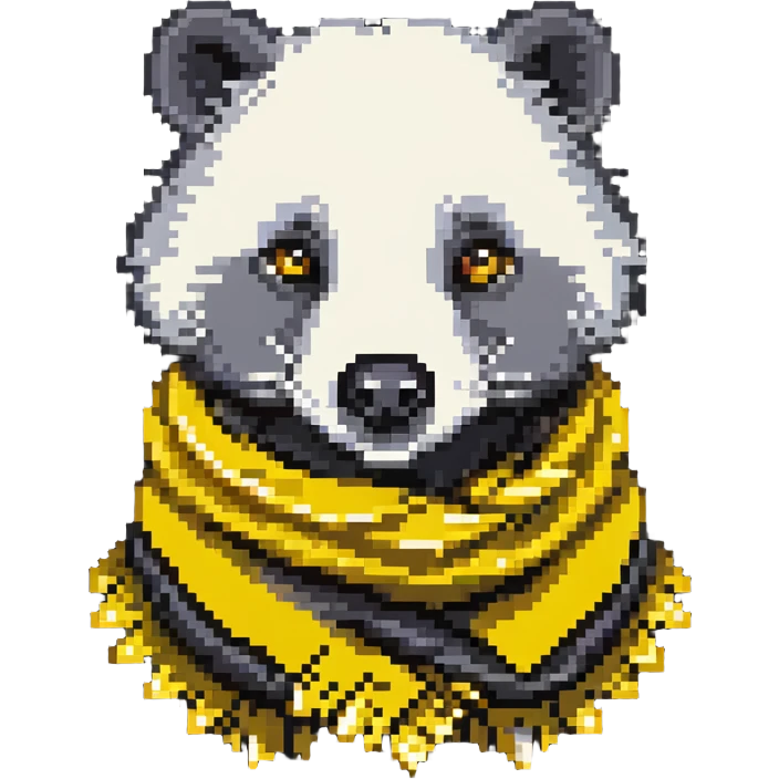 badger head wearing a yellow and black striped scarf emoji
