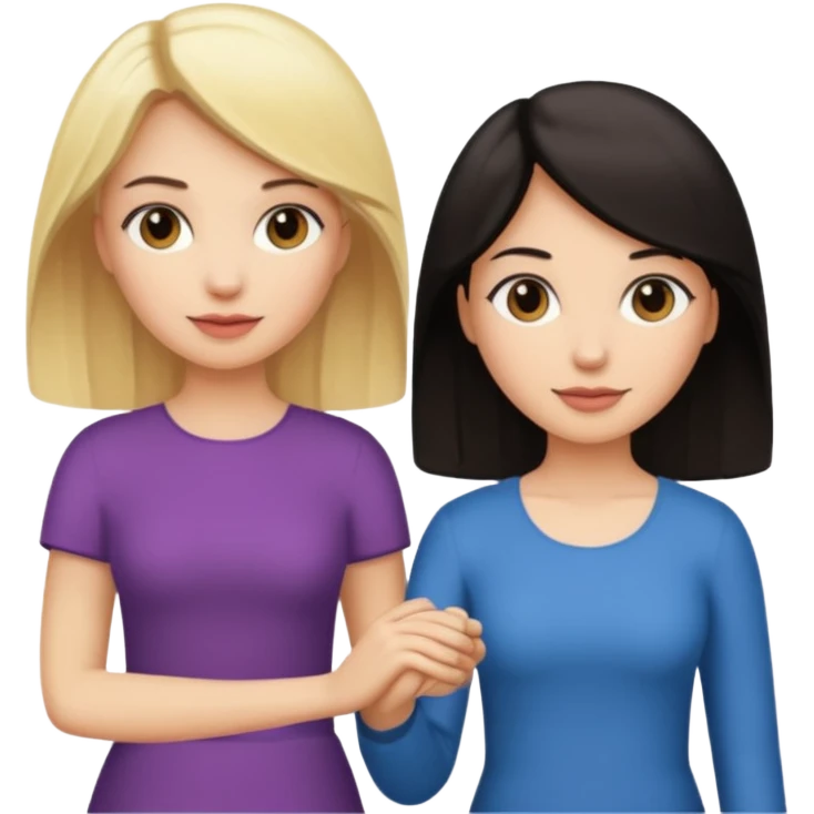 blonde woman holding hands with a dark-haired woman emoji