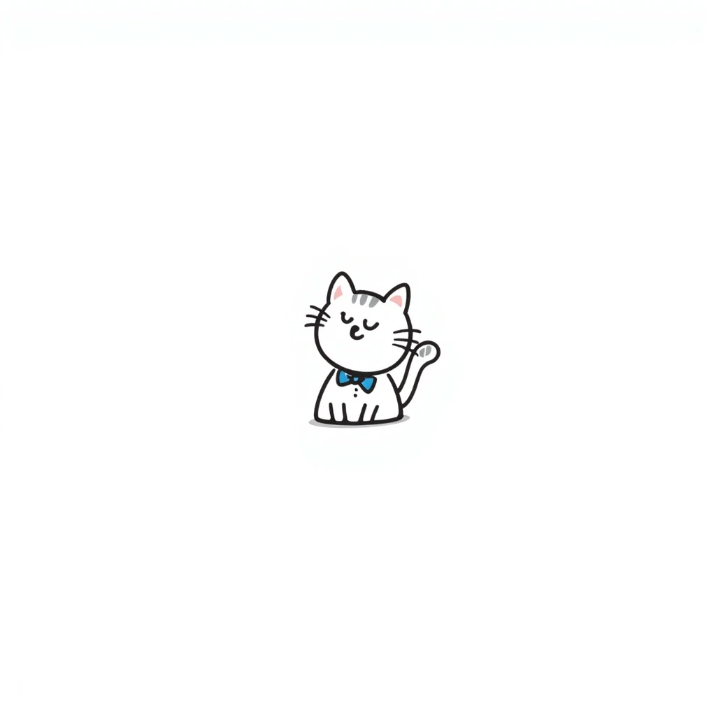 white cat with a blue bow emoji