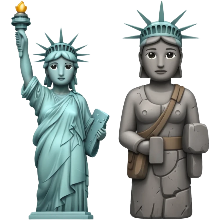 Estatua de la Libertad y estatua de moai juntas. emoji