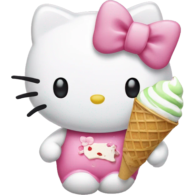 Hello kitty holding a pack of ice cream emoji