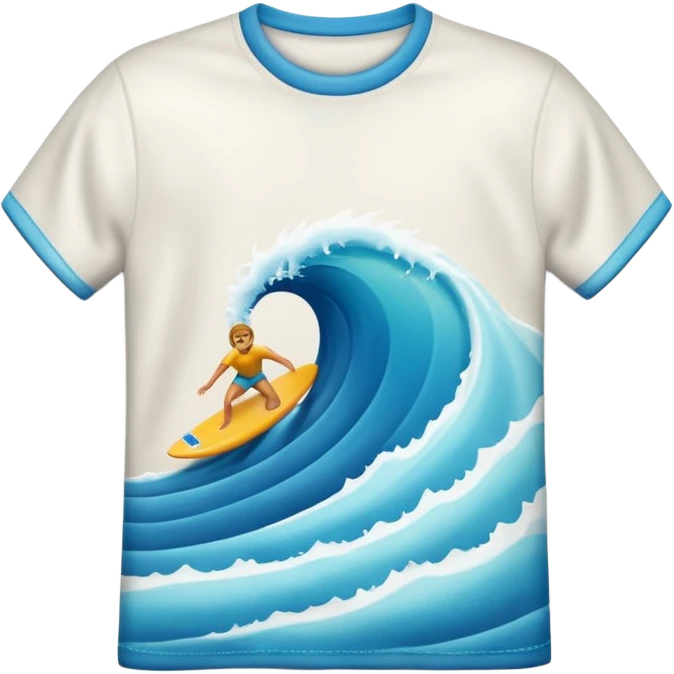 3D emoji-style icon of a t-shirt with a surf wave, soft and smooth texture, realistic lighting and shadows.
 emoji
