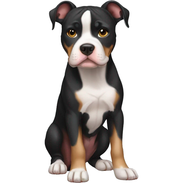black tri color pitbull with cropped ears emoji