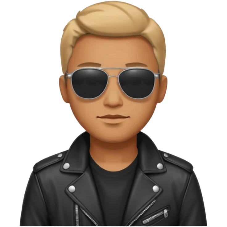 Man with black leather jacket, sunglasses emoji
