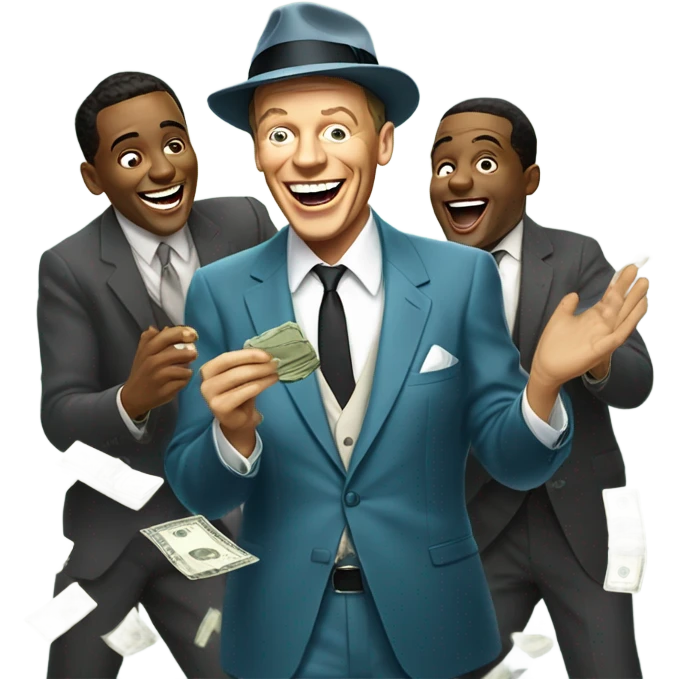 sinatra with friends and money emoji