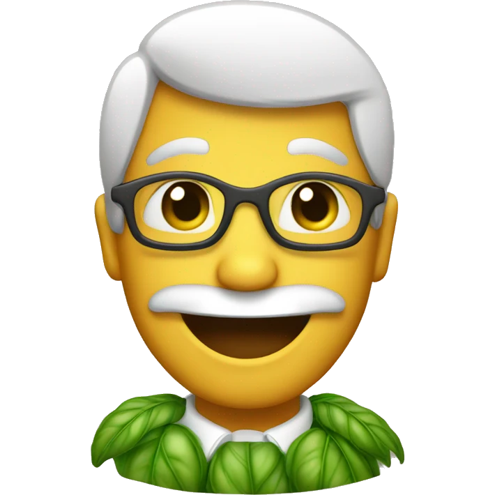 Basil emoji with a happy expression emoji