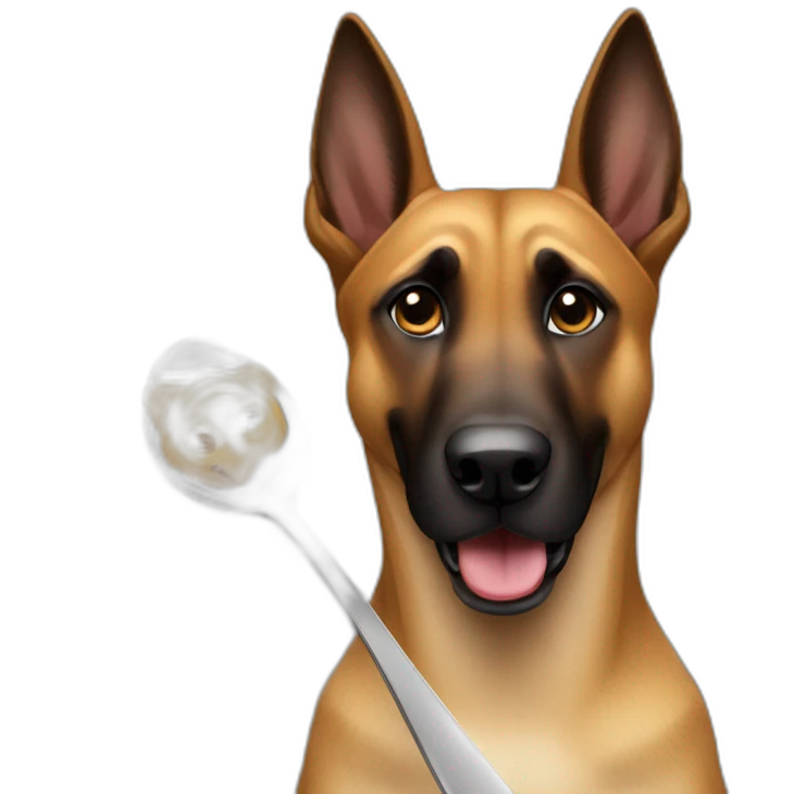 Dog malinois with spoon emoji