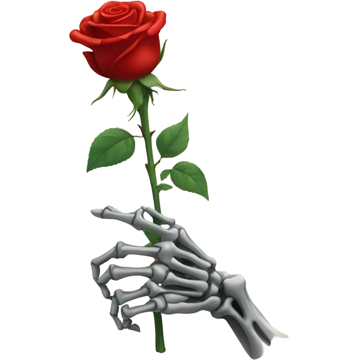 Skeleton hand holding a red rose emoji