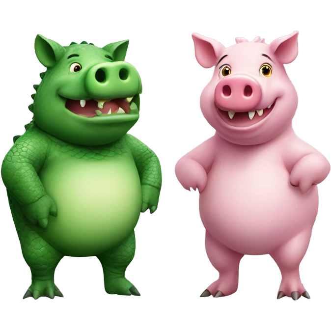 Pig and crocodile emoji