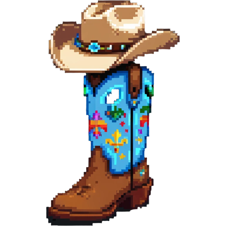 A traditional Russian valenok felt boot wearing a cowboy hat emoji