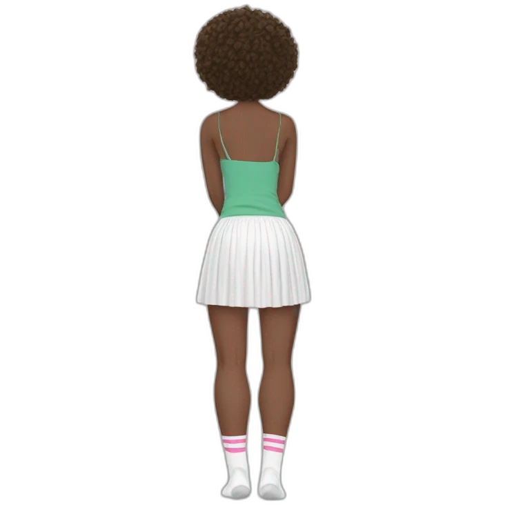 laying palms flat on the floor-skirt-back-view-long-white-socks emoji