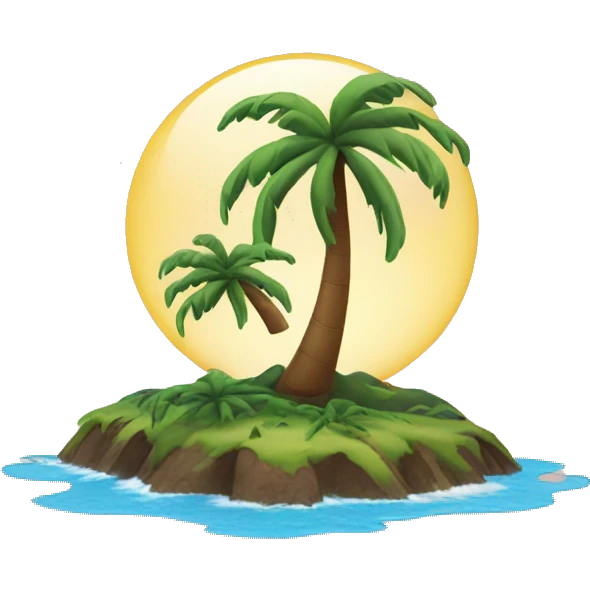 Island surrounded by water, with a palm tree emoji