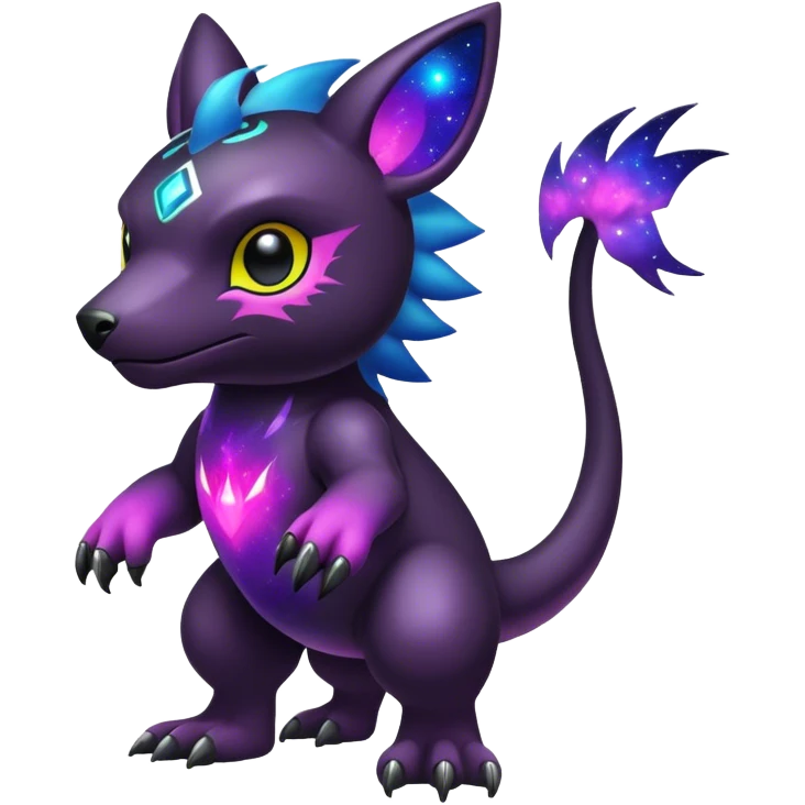 Cute cool colorful dark nebula Digimon-animal-hybrid full body emoji