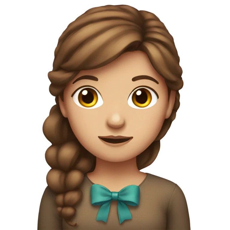 brown haired girl with bow emoji
