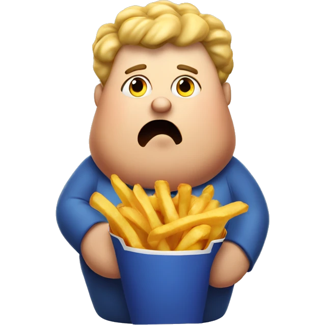 Fat dude eating fries emoji