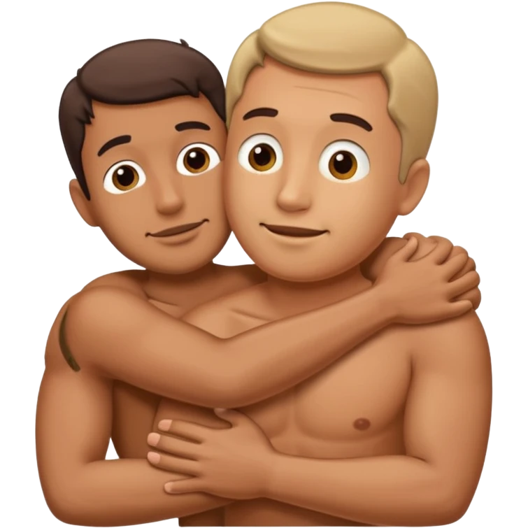 Man hugging a Penis emoji