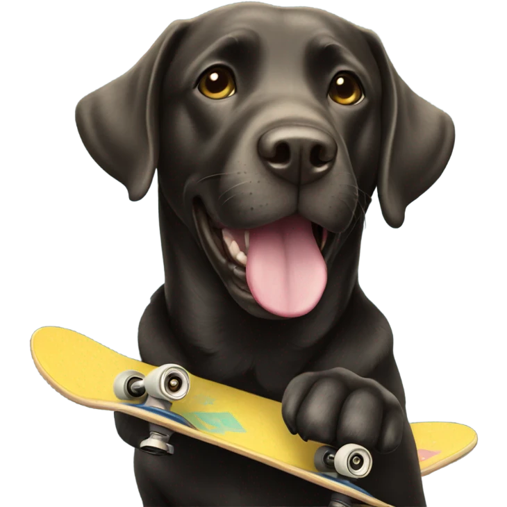 Black lab riding a skateboard  emoji