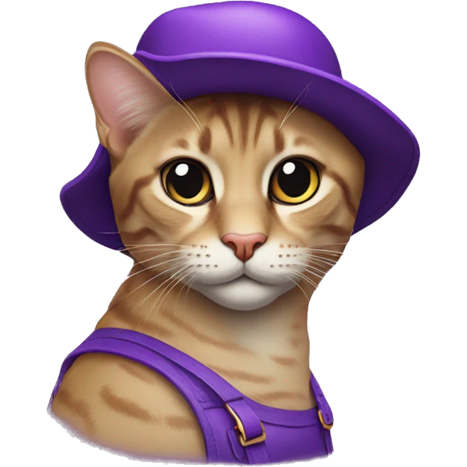 Gato morado con una gorra Gucci  emoji