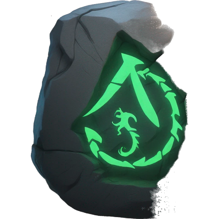 glowing runes carved into giant rock with dragon atop it emoji