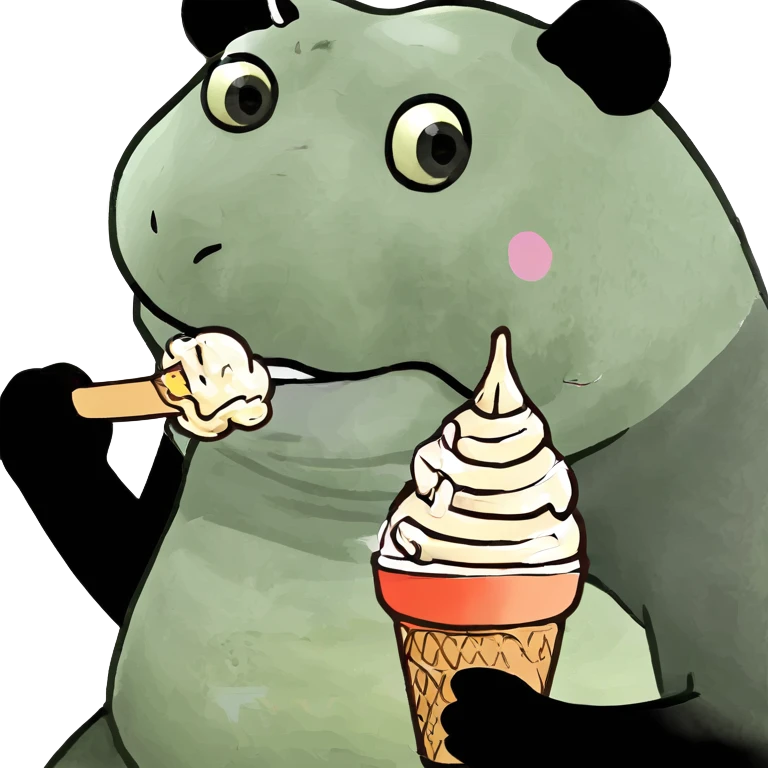 Panda eating ice cream emoji