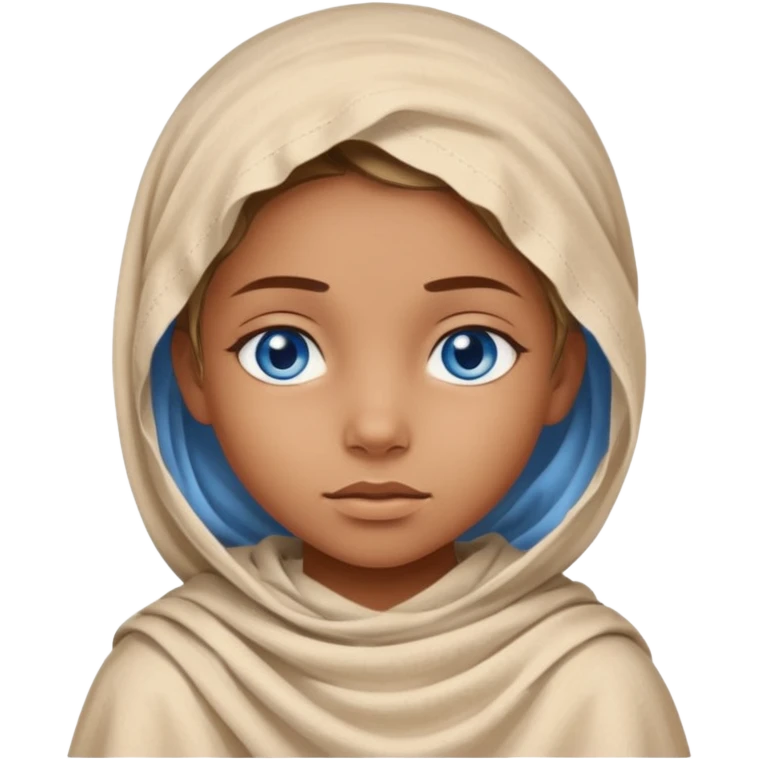 blue eyed desert child girl cowered with creme cloth emoji