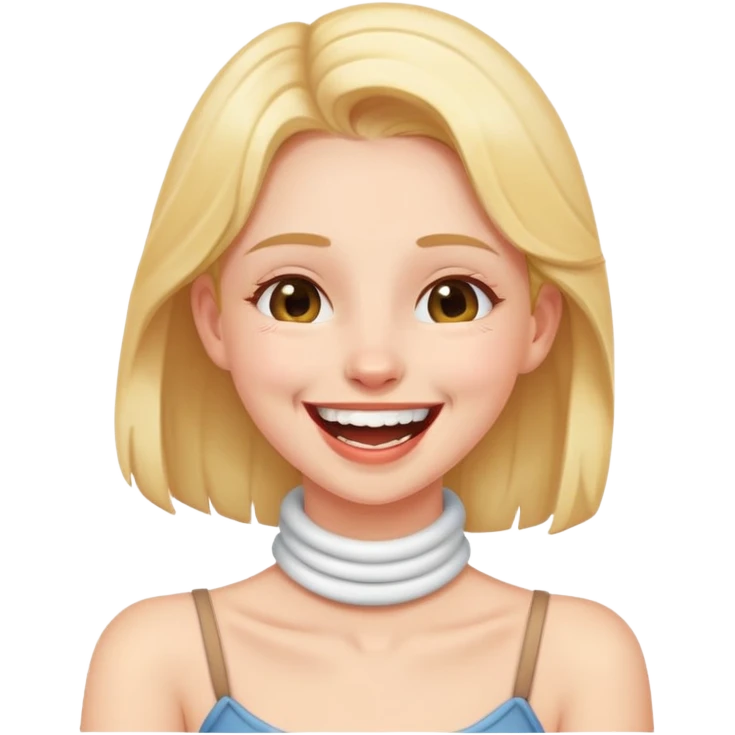 Girl holding their neck laughing emoji