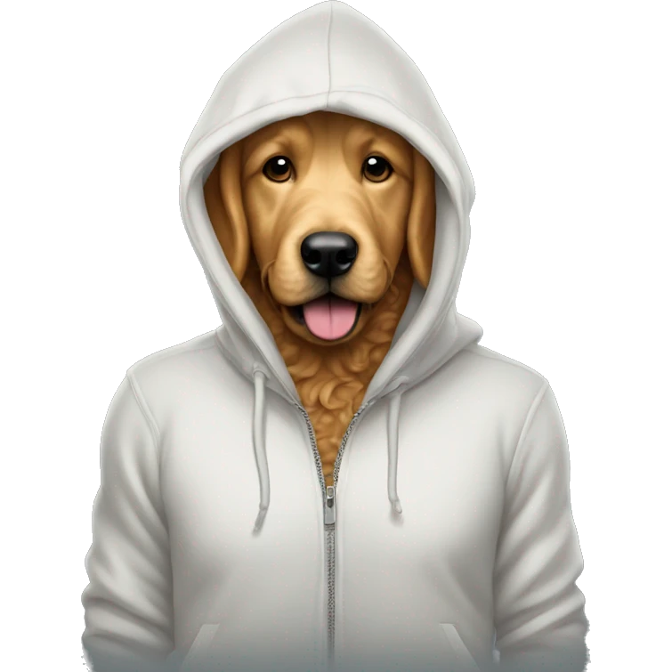 Human in hoodie with head of a hot and sexy Golden doodle   emoji