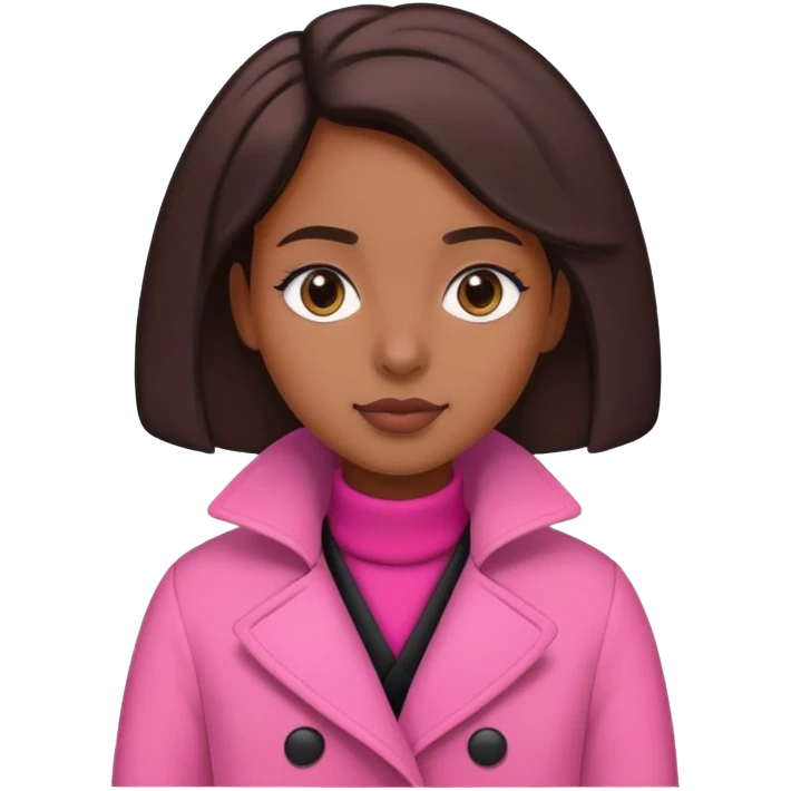 Brown skin girl wearing a pink and black coat emoji