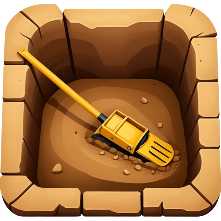 Emoji-style illustration of an excavation pit, flat vector look, bold outlines, minimal details, no background. emoji